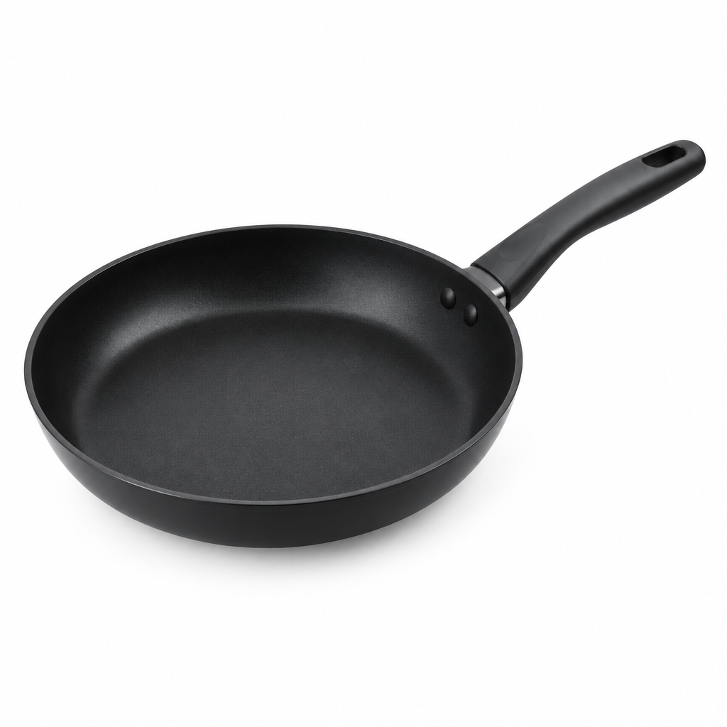 Non-stick frying pan on white background