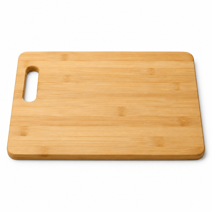 Bamboo cutting board on white background