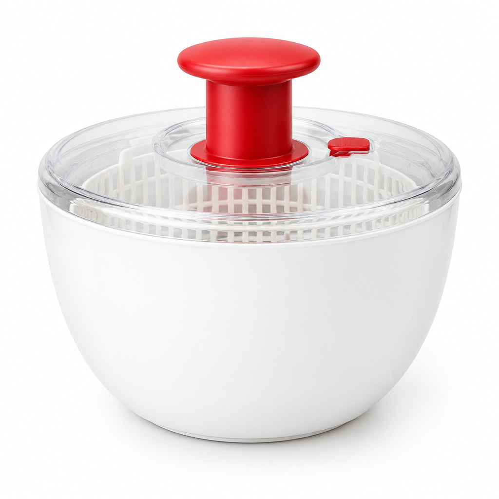 Large salad spinner on white background