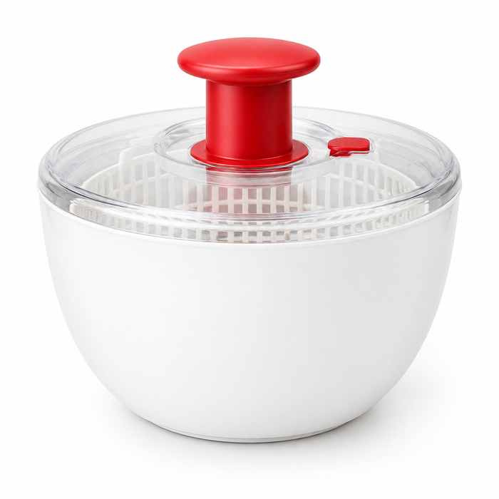 Large salad spinner on white background